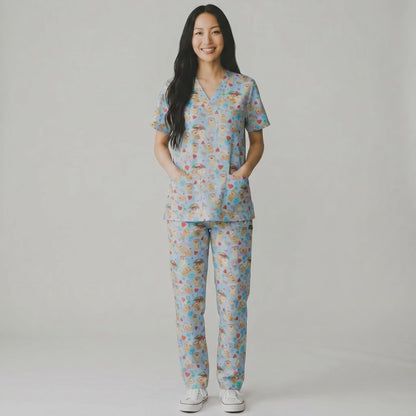 TeddyBearPrintMedicalScrub