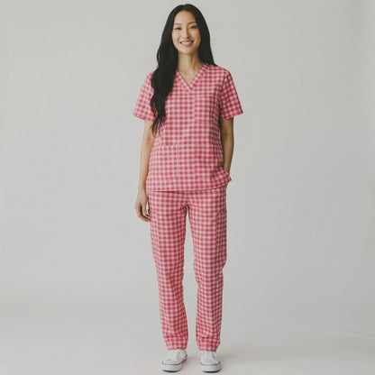 Red Checks - Special scrub for Healthcare Angels